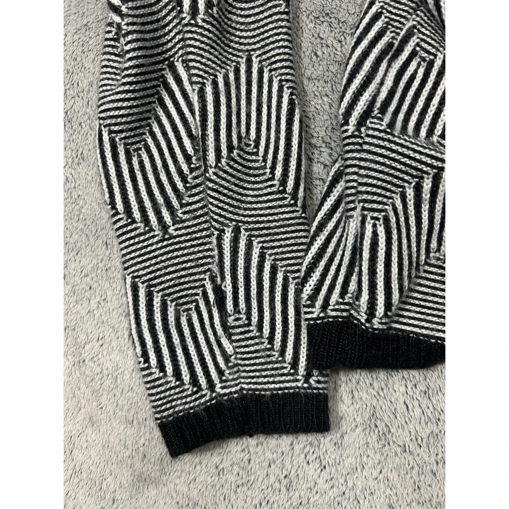 Ruby Rd. Women's Petite PL Black & White Geometric Knit Open Front Cardigan